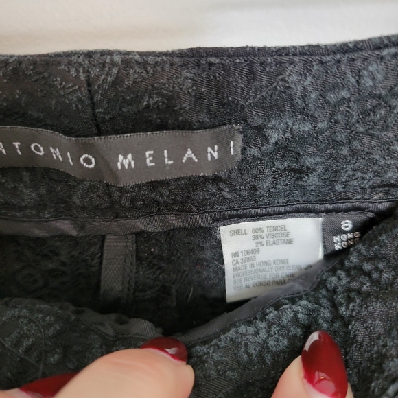 8 Antonio Melani Embossed Damask Baroque Black Pants - Picture 3 of 7
